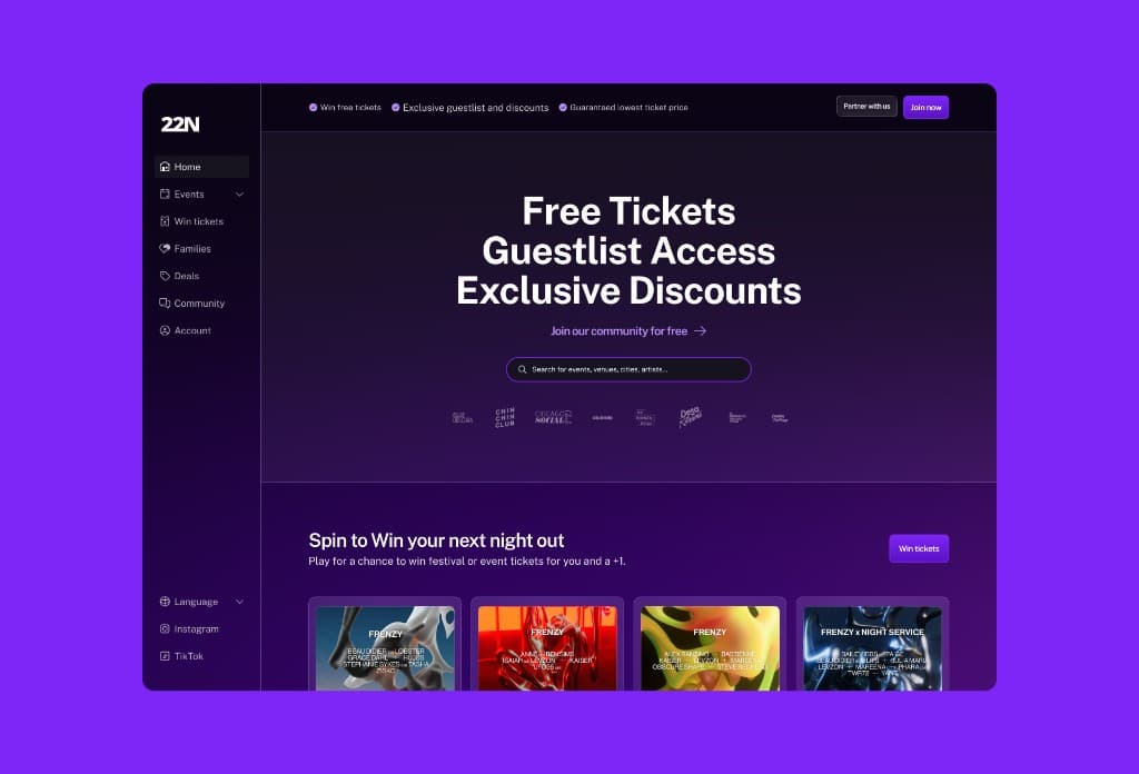 22NIGHT homepage