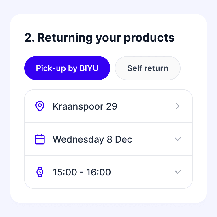 BIYU product return scheduling